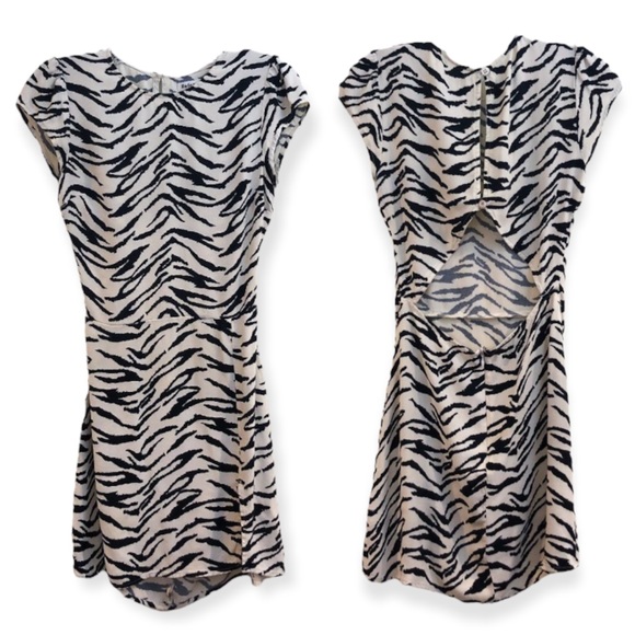 Reformation Dresses & Skirts - Reformation Lena Zebra Animal Print Cutout Back Cap Sleeve Bold Mini Dress 2